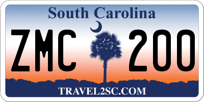 SC license plate ZMC200