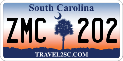 SC license plate ZMC202