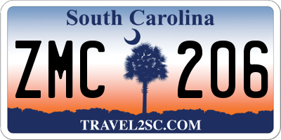 SC license plate ZMC206