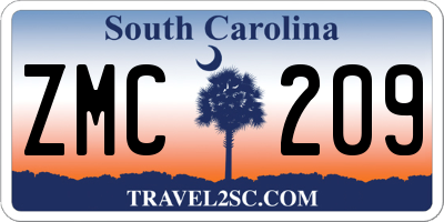 SC license plate ZMC209