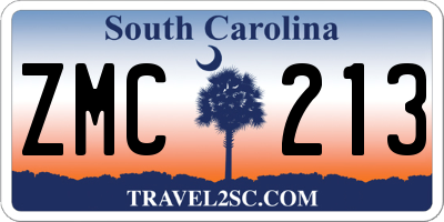 SC license plate ZMC213