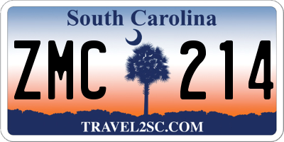 SC license plate ZMC214
