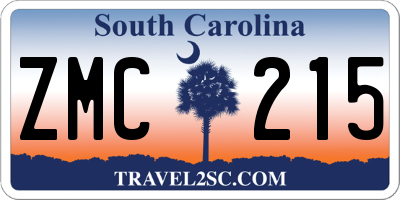 SC license plate ZMC215