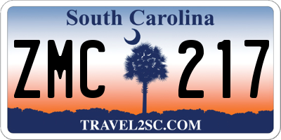 SC license plate ZMC217