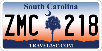 SC license plate ZMC218