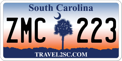 SC license plate ZMC223
