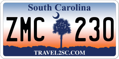 SC license plate ZMC230