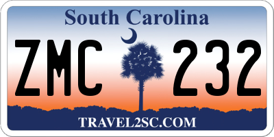 SC license plate ZMC232