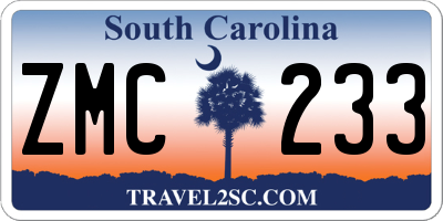 SC license plate ZMC233