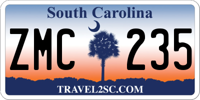 SC license plate ZMC235