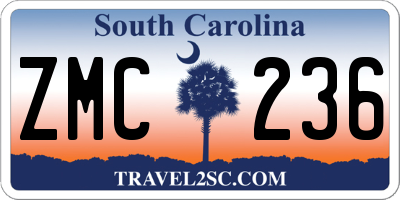SC license plate ZMC236