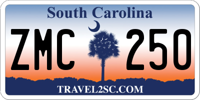 SC license plate ZMC250