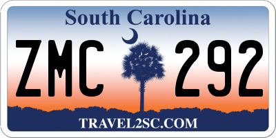 SC license plate ZMC292