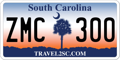 SC license plate ZMC300