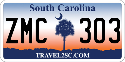 SC license plate ZMC303