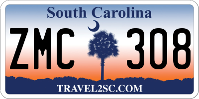 SC license plate ZMC308