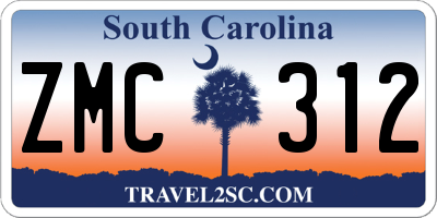 SC license plate ZMC312