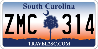 SC license plate ZMC314
