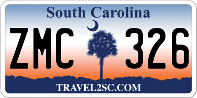 SC license plate ZMC326