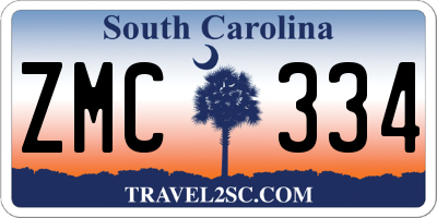 SC license plate ZMC334