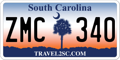 SC license plate ZMC340
