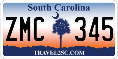SC license plate ZMC345
