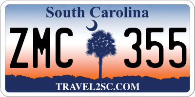 SC license plate ZMC355