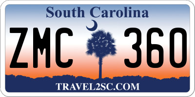 SC license plate ZMC360