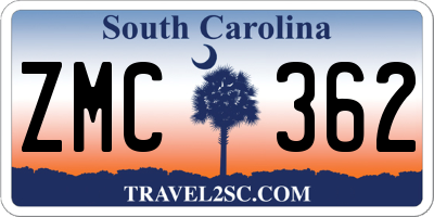 SC license plate ZMC362