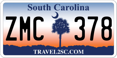 SC license plate ZMC378