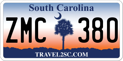 SC license plate ZMC380