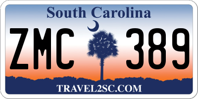 SC license plate ZMC389
