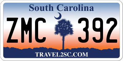 SC license plate ZMC392