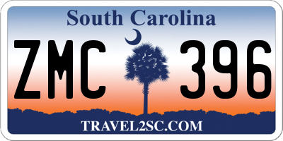 SC license plate ZMC396