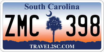 SC license plate ZMC398