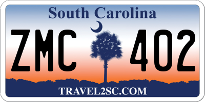 SC license plate ZMC402