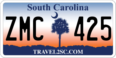 SC license plate ZMC425