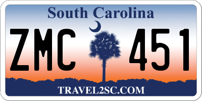 SC license plate ZMC451
