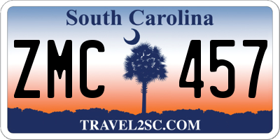 SC license plate ZMC457