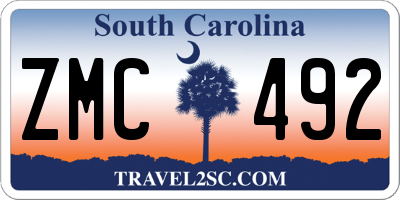 SC license plate ZMC492