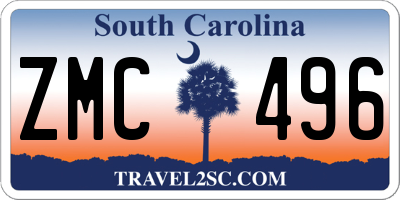 SC license plate ZMC496