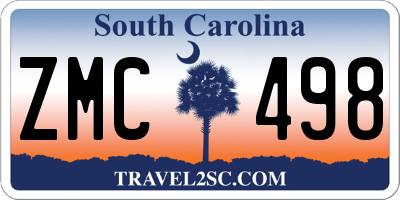 SC license plate ZMC498