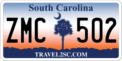 SC license plate ZMC502