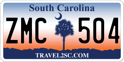 SC license plate ZMC504