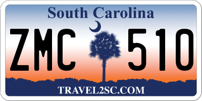 SC license plate ZMC510