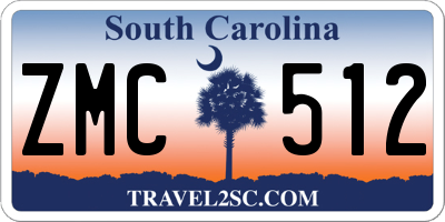 SC license plate ZMC512