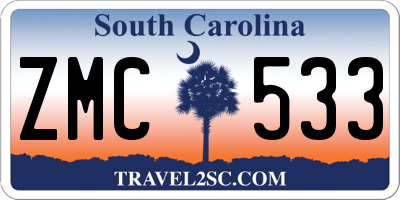 SC license plate ZMC533