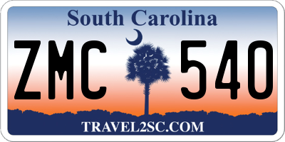 SC license plate ZMC540