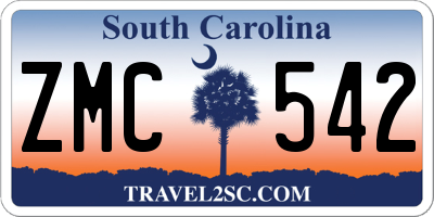 SC license plate ZMC542