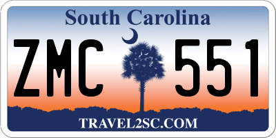 SC license plate ZMC551